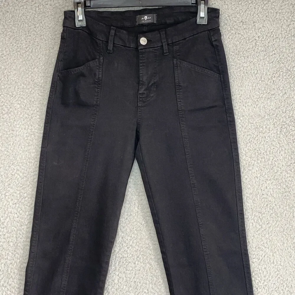 7 For All Mankind Jeans Womens 27x32 Kimmie Straight Leg Split Hem Black Jeans